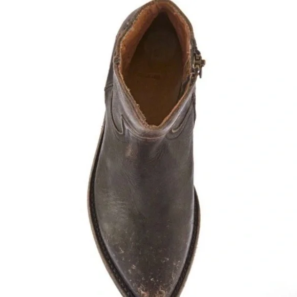 Free People Frye Billy Inside Zip Boot Distressed Black Leather Pointy Toe - Picture 10 of 13